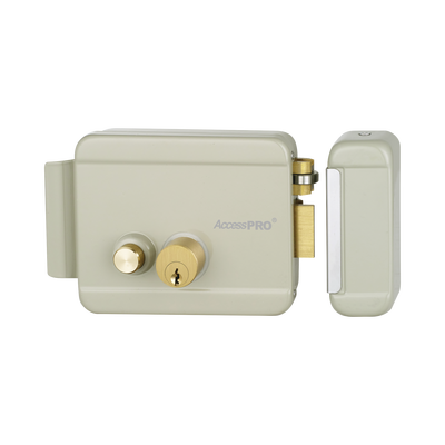 ACCESSPRO ACCESSRIMB Cerradura Eléctrica con Botón de Salida/ Incluye Llave / Exterior / Derecha
