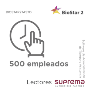 SUPREMA BIOSTAR2TASTD Licencia de Administración de Tiempo y Asistencia para 500 empleados / Uso con Biostar2