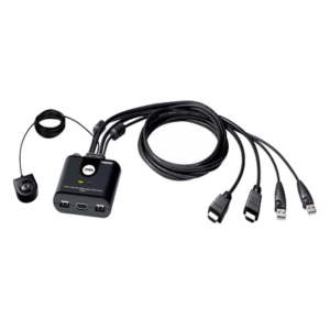 ATEN CS22HF Switch KVM / USB FHD HDMI / de 2 Puertos en Formato Cable / 1920x1080 @ 60Hz (FHD) / HDCP 1.4 / Conecta y Controla 2 Equipos con un solo Monitor, Teclado y Mouse