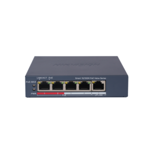 HIKVISION DS3E1105PEI/MV2 Switch Gigabit PoE+ / No Administrable / 4 Puertos 10/100/ Mbps PoE+ / 1 Puerto 10/100 Mbps Uplink / 35 W
