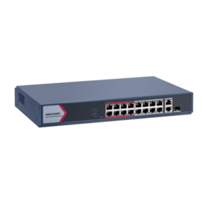 HIKVISION DS-3E1318P-EI/M Switch Monitoreable 16 Puertos PoE 802.3AF/AT / Modo Extendido 300 mts / 1 Puerto UPLlink / 1 Ppuerto SFP / 130 Watts Total