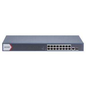 HIKVISION DS-3E1518P-EI/M Switches De 16 Puertos PoE Gigabit y 2 Puertos De Fibra Óptica Gigabit. 16 Canales IP / Estándar IEEE 802.3at/af