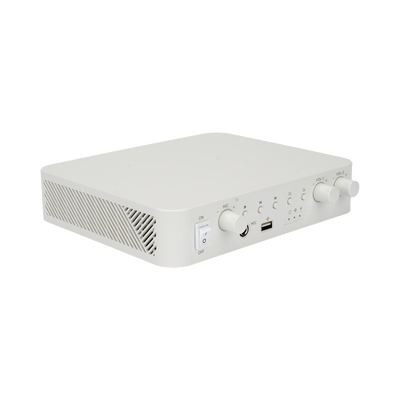 HIKVISION DS-QAE0A60G1-VB Amplificador / 2 Canales / 60W / Bluetooth / Entrada y Salida RCA / USB / 1 Entrada Micrófono / 24VCD