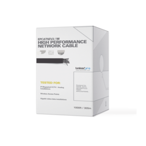 LINKEDPRO BY EPCOM EP-CAT-5E-V2/W Carrete de 305 m (1000 ft) Cat5e, aleación de cobre y aluminio ( CCA ) color blanco, uso interior