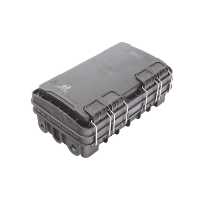 FIBERHOME FDP-420E-8 Caja de Distribución de Fibra Óptica para 24 Empalmes, con 8 acopladores SC/APC simplex, Exterior IP65, Color Negro