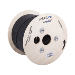LINKEDPRO BY FIBERHOME IC-DROPA2-2C Carrete de 1 km de Fibra Óptica Drop, Interior/Exterior G.657A2 Monomodo de 2 hilos (bifibra), Dieléctrica, Forro Negro