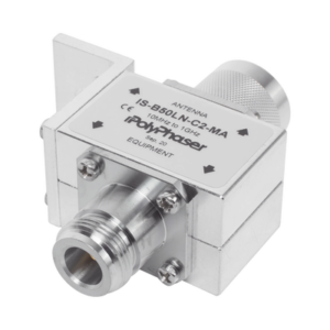 POLYPHASER IS-B50LN-C2-MA Protector RF Coaxial Para 10 a 1000 MHz Con Ceja Frontal Con Conectores N Macho y N-Hembra, 50 Ω