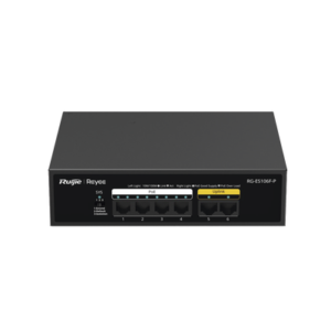 RUIJIE RG-ES106F-P Switch PoE de 6 Puertos 10/100 Mbps, No Administrable, 54 W, Diseño de Alta Calidad, Visible en Ruijie Cloud
