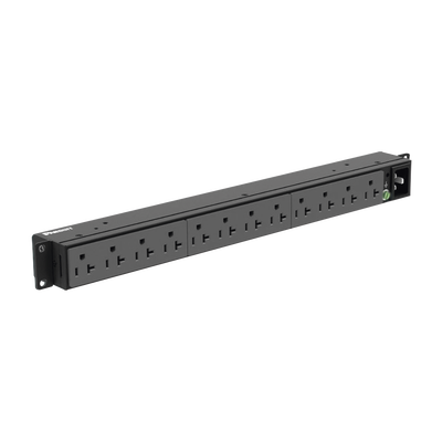 PANDUIT P12B19M PDU Básico para Distribución de Energía, Enchufe de Entrada NEMA 5-20P, Con 12 Contactos NEMA 5-20R, Instalación Horizontal de 19in, 1UR, 20 Amp, 120 Vca
