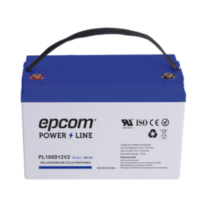 EPCOM POWERLINE PL100D12V2 Batería 12 Vcc / 100 Ah / UL / Tecnología AGM-VRLA / CICLO PROFUNDO / Para uso en aplicaciones fotovoltaicas y de emergencia / Terminales T4