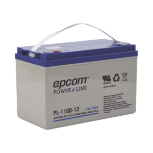 EPCOM POWERLINE PL-110-D12 Batería Ciclo Profundo 12V @ 110 Ah / AGM-VRLA / Uso en Aplicación Fotovoltaica /Terminales Tipo Tornillo HEX M6