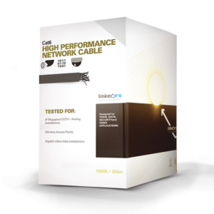 LINKEDPRO BY EPCOM PRO-CAT-6A Bobina de cable U/UTP Cat6A de 305 mts, Color Azul, CM, soporta 10G-BaseT para transmisión de frecuencias de hasta 500MHz, UL