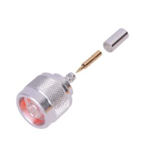 RF INDUSTRIES,LTD RFN-1005-3C Conector N Macho de Anillo Plegable para Cable RG-58/U, Plata/ Oro/ Teflón.