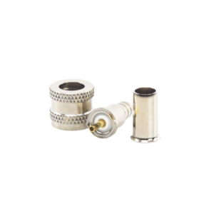 RF INDUSTRIES,LTD RFU-600-1 Conector Mini UHF Macho, 50 Ohm, de Anillo Plegable para Cables RG-58/U, RG-142/U, Niquel/Oro/Delrin.