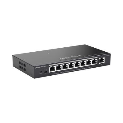 RUIJIE RG-ES209GC-P Switch PoE gigabit inteligente con 9 puertos gigabit, 8 puertos PoE+ hasta 120W, reconocimiento de cámaras IP, valor único para redes CCTV, gestionable en la nube