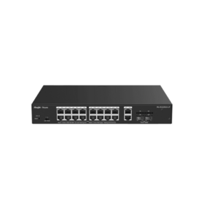 RUIJIE RG-ES220GS-LP Switch L2 Administrable con 20 puertos Gigabit (16 PoE 802.3af/at) + 2 SFP para fibra 1Gb, gestión gratuita desde la nube, 130w