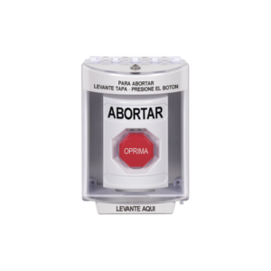 STI SS2382AB-ES Botón de Aborto con Cubierta Protectora de Policarbonato Súper Resistente y Restablecimiento con Llave