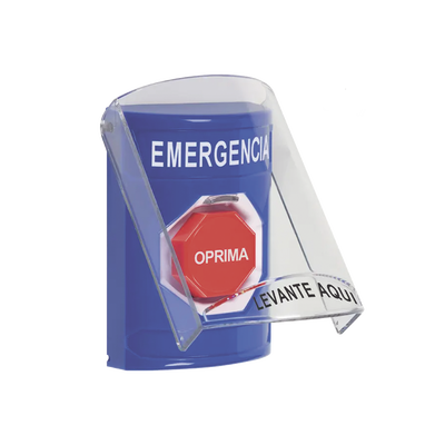 STI SS24A2EM-ES Botón de Emergencia en Español con Tapa Protectora de Policarbonato Súper Resistente, Restablecimiento con Llave y Sirena