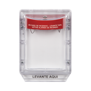 STI STI-1100-ES Cubierta Protectora de Policarbonato Serie Stopper II® , Con Bocina, Sin Espaciador, Montaje Empotrado, Etiqueta en Español