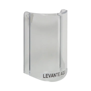 STI STI-6517-ES Cubierta Universal Transparente / Texto de Levante Aquí en Español / Sin Sirena / Montaje Al Ras