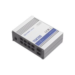 TELTONIKA TSW200 Switch Industrial No-Administrable 8 puertos Gigabit PoE 802.3af/at, 2 puertos SFP