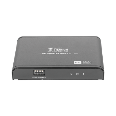 EPCOM TITANIUM TT312HDR-V2.0 Divisor (Splitter) HDMI 4K de 1 Entrada a 2 Salidas (Simultaneas) / Soporta 4K×2K / Ajuste de resoluciones EDID / HDR / HDMI 2.0 / HDCP 2.2 / Soporta formatos de Audio Dolby Digital / Longitud del cable de entrada y salida ≤10m.