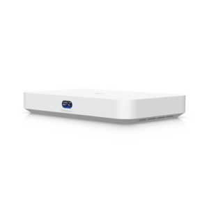UBIQUITI UCG-FIBER UniFi Cloud Gateway UCG Fiber / Administra todas las líneas UniFi / (4) puertos 2.5 GbE y (1) puerto LAN SFP+ 10G, (1) puerto WAN SFP+ 10G / Balanceo de carga hasta 2 líneas, fuente de alimentación USB-C 5V 3A, ranura SSD