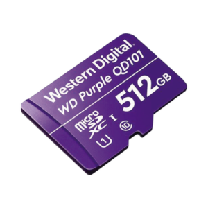 WESTERN DIGITAL (WD) WD512MSD Memoria microSD de 512 GB PURPLE, Especializada Para Videovigilancia, 10 VECES MAYOR DURACIÓN, 3 AÑOS DE GARANTIA