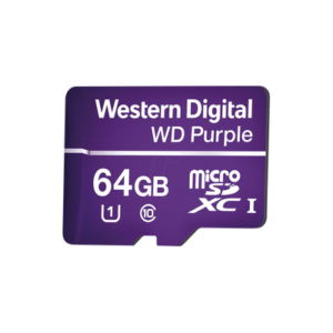 WESTERN DIGITAL (WD) WD64MSD Memoria microSD de 64GB PURPLE, Especializada Para Videovigilancia, 10 VECES MAYOR DURACIÓN, 3 AÑOS DE GARANTIA