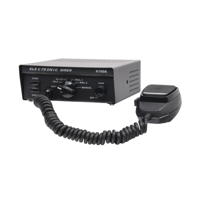 EPCOM INDUSTRIAL SIGNALING X100A Sirena Vehicular de 100W de Potencia, Con Switch Giratorio de 6 posiciones y Micrófono Integrado de Uso Rudo