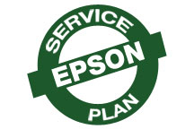 JFM Technology Green circular Epson service plan badge with EPSON in the center and SERVICE PLAN around the edge