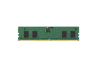 JFM Technology Green computer ram module dimm with four black memory chips and a gold edge connector viewed from the side on a white background