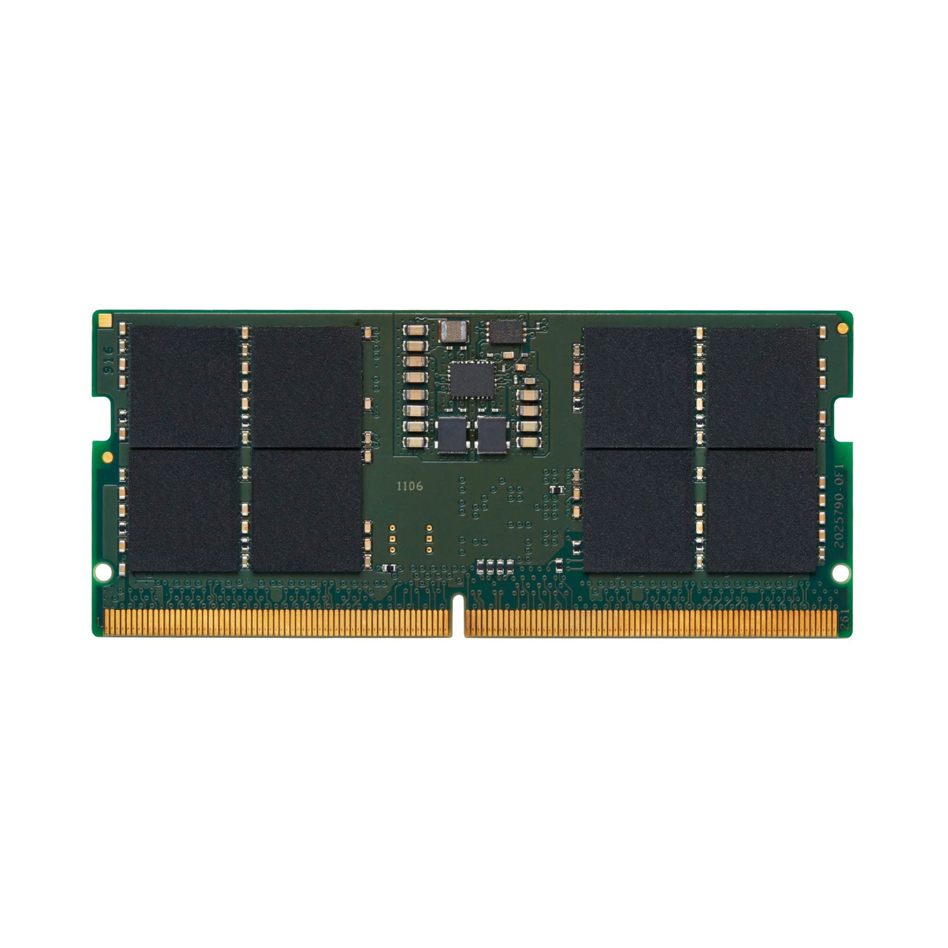 JFM Technology Close up of a green ram memory module showing gold edge connector and black memory chips