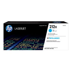 JFM Technology HP LaserJet toner cartridge box in black and white with cyan 212x label and HP logo W2121X