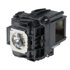 Projector lamp replacement module with black housing and silver reflector at the front image lens area