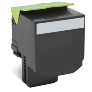 Waste toner bottle for a laser printer with a lime green lid