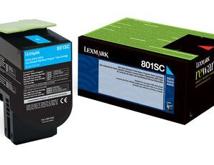 Two Lexmark toner cartridges with their green topped packaging boxes shown side by side for printer use