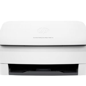 JFM Technology HP ScanJet Enterprise Flow 7000 s3 printer top view in white minimal background showcasing lid and logo
