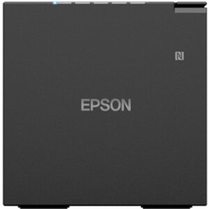 Dark gray square epson electronic device with a subtle blue indicator on top edge and an nfc logo on the upper right
