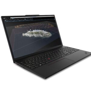 Black laptop screen displaying a 3d terrain model of an island in modeling software