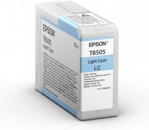 JFM Technology Epson ink cartridge box labeled Light Cyan LC shown at an angle with blue accents