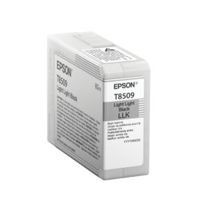 Epson t8509 light black ink cartridge for printers 80 ml with warning label on the side llk