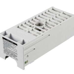 JFM Technology Light gray rectangular electronic enclosure with a vented grid top a circular central opening and a small green side connector