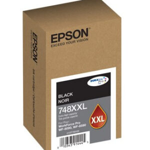 Epson black 748xl ink cartridge box labeled xxl with barcode on the front