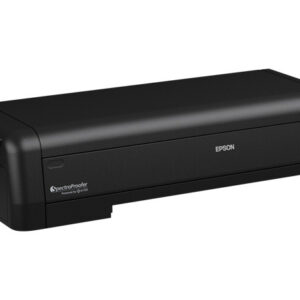 JFM Technology Black Epson printer with SpectroProofer branding on the front left viewed from a low angled perspective
