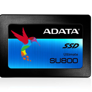 JFM Technology Adata ultimate su800 ssd in a black enclosure with a blue label featuring a colorful hummingbird logo