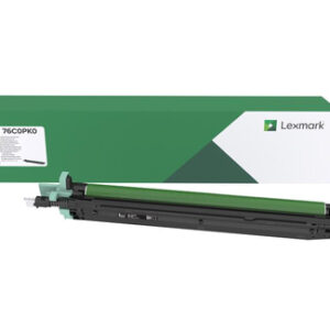JFM Technology Lexmark toner cartridge green and black shown in front of its green and white Lexmark box