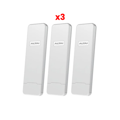 JFM Technology Three white rectangular altai network devices standing upright in a row indicating a quantity of 3