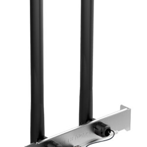 Wireless pcie network card with two tall antennas and a metal bracket for mounting in a desktop pc