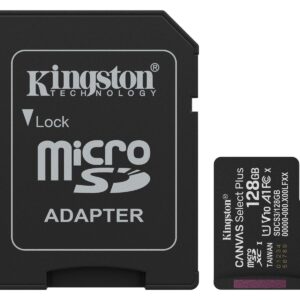 Kingston microsd adapter with a separate sd card beside it both labeled kingston technology black with white text for storage expansion